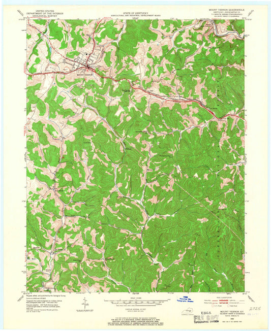 Classic USGS Mount Vernon Kentucky 7.5'x7.5' Topo Map Image