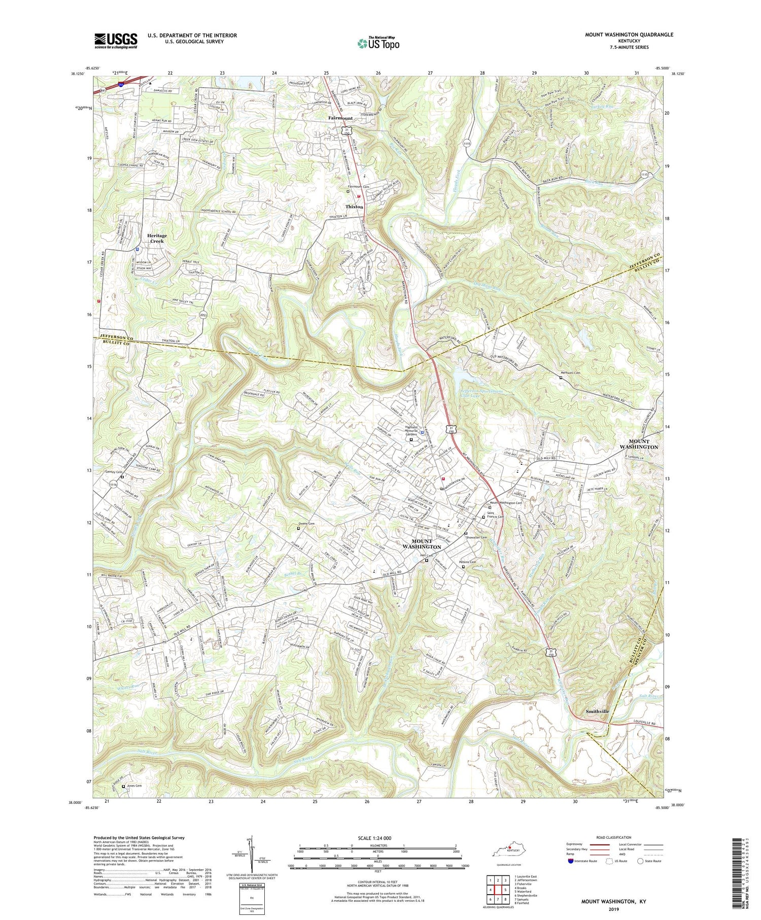 Mount Washington Kentucky US Topo Map Image