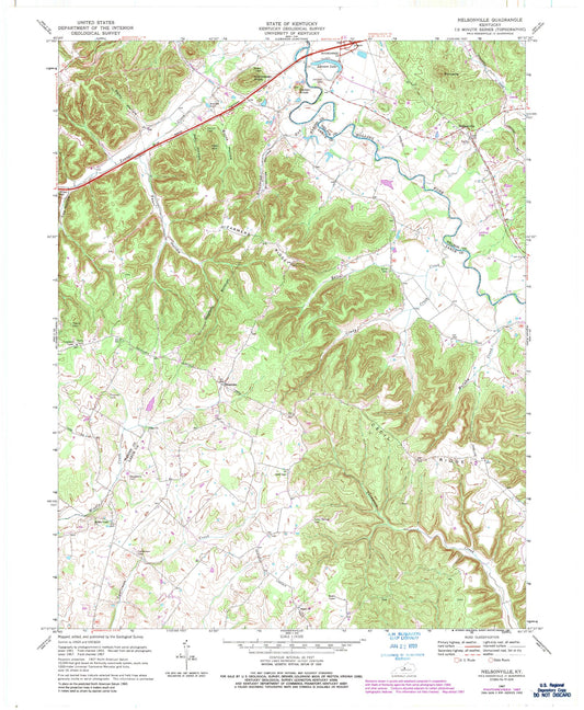 Classic USGS Nelsonville Kentucky 7.5'x7.5' Topo Map Image