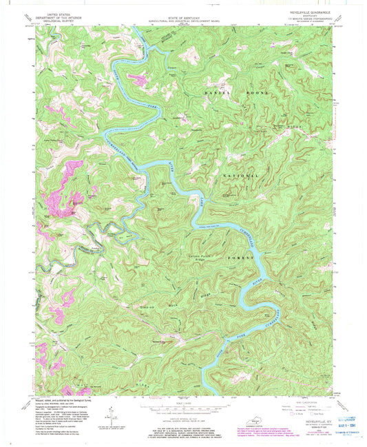 Classic USGS Nevelsville Kentucky 7.5'x7.5' Topo Map Image