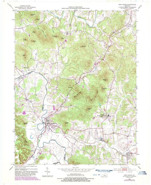 Classic USGS New Haven Kentucky 7.5'x7.5' Topo Map Image