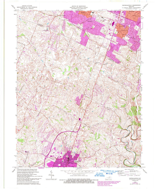 Classic USGS Nicholasville Kentucky 7.5'x7.5' Topo Map Image
