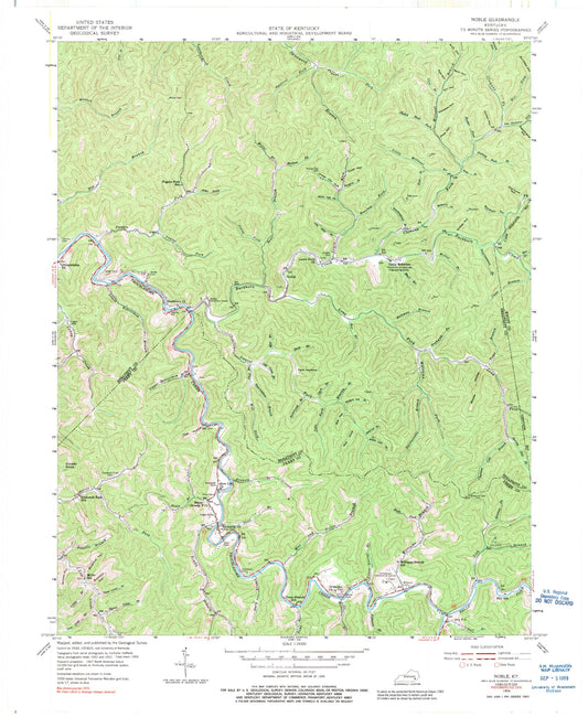 Classic USGS Noble Kentucky 7.5'x7.5' Topo Map Image