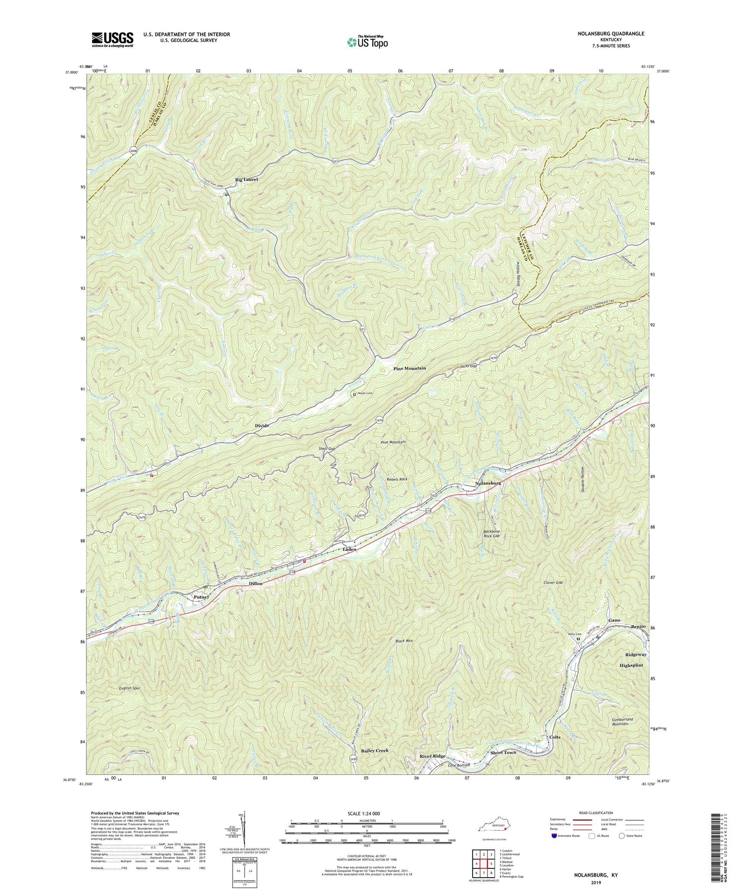 Nolansburg Kentucky US Topo Map Image