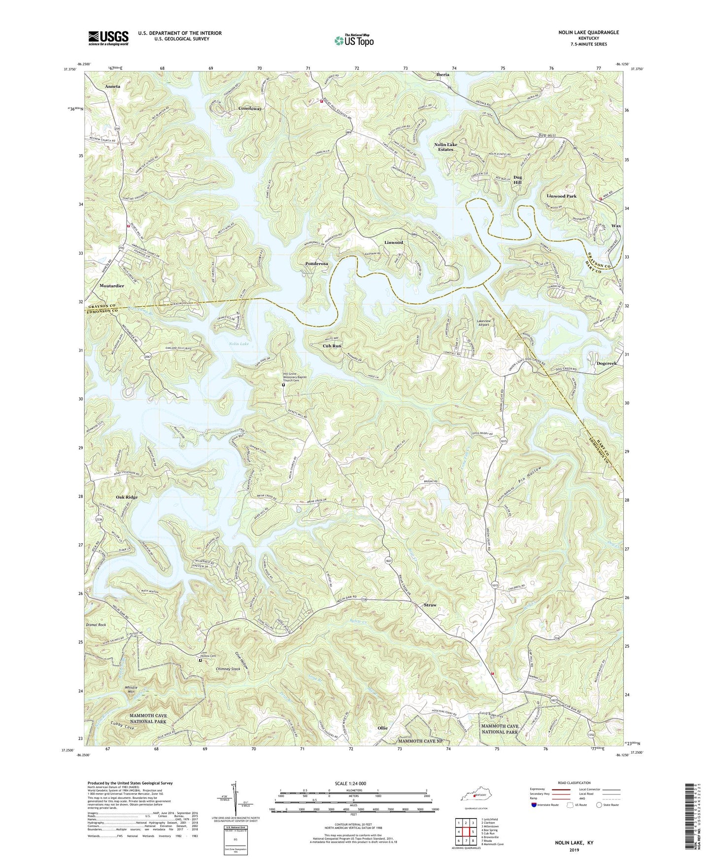 Nolin Lake Kentucky US Topo Map Image