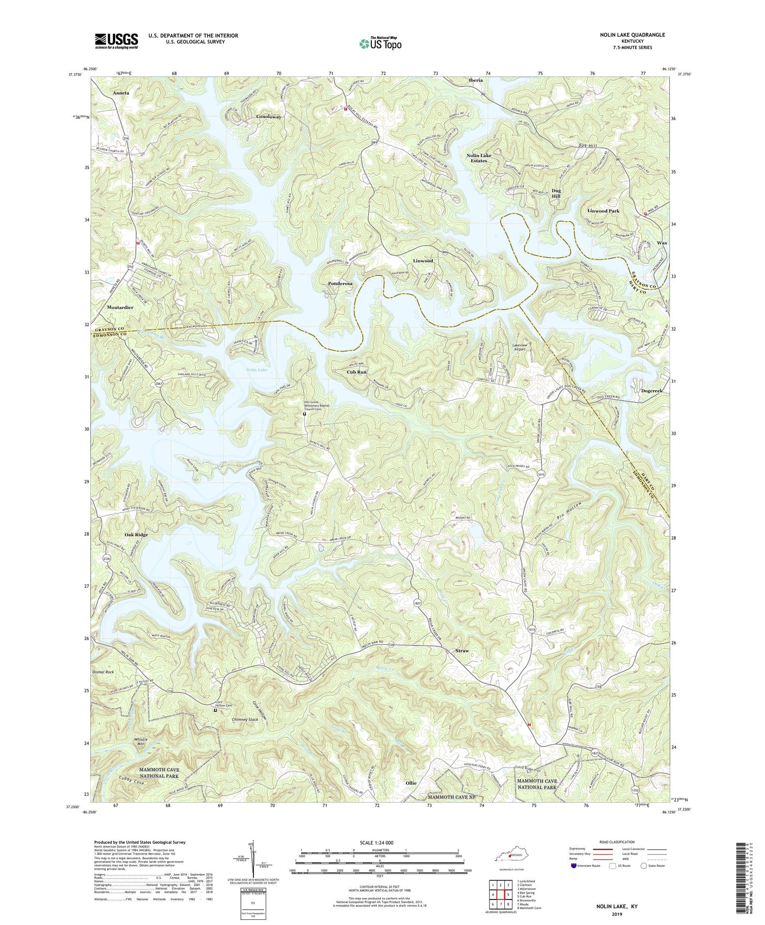 Nolin Lake Kentucky US Topo Map Image