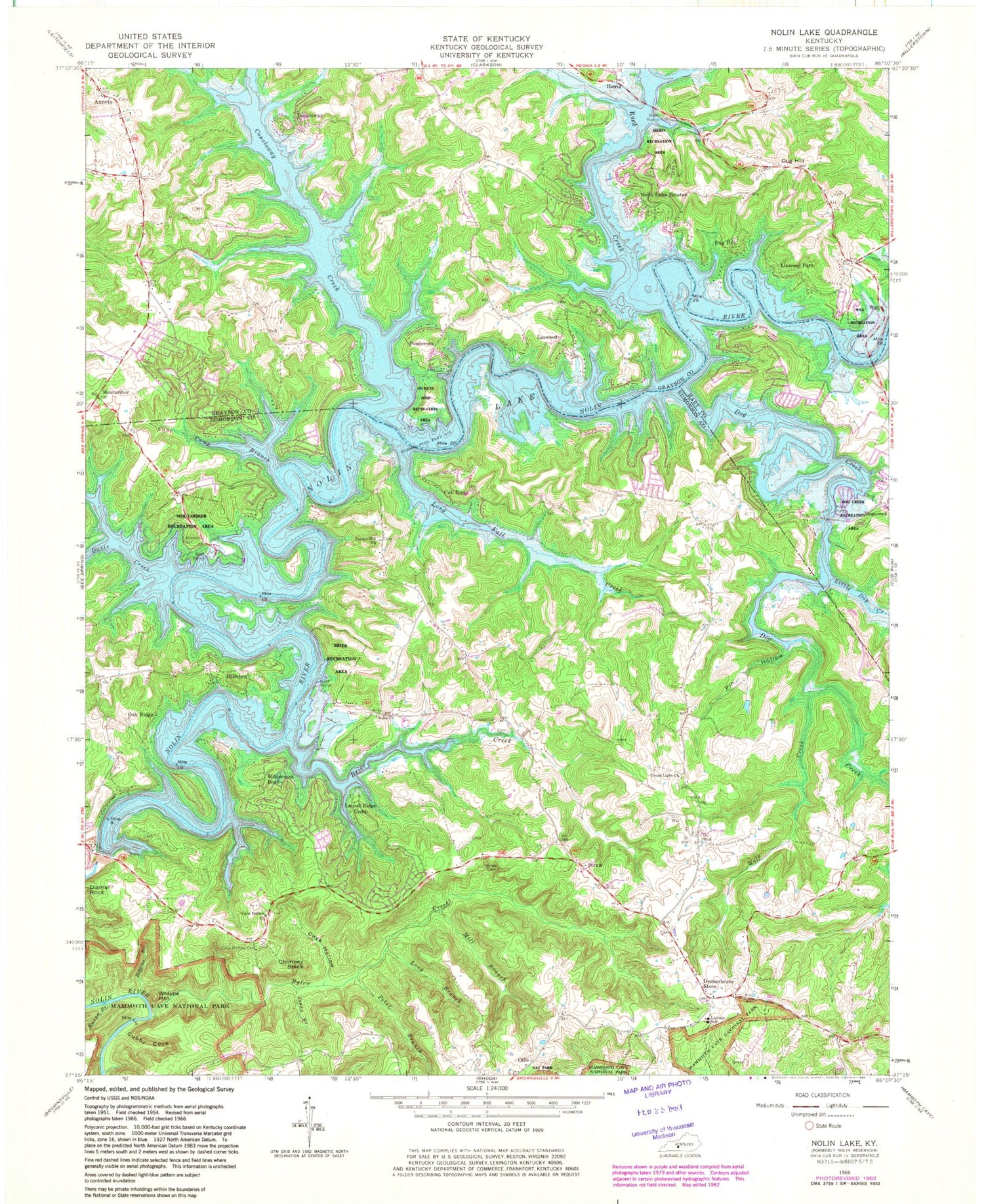 Classic USGS Nolin Lake Kentucky 7.5'x7.5' Topo Map Image