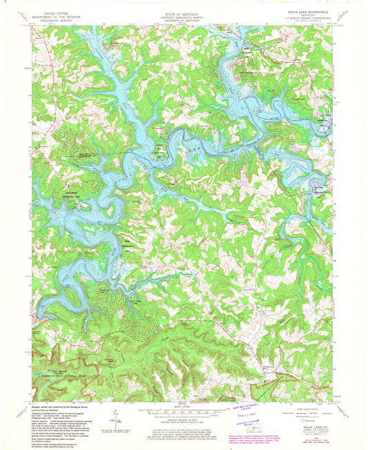 Classic USGS Nolin Lake Kentucky 7.5'x7.5' Topo Map Image