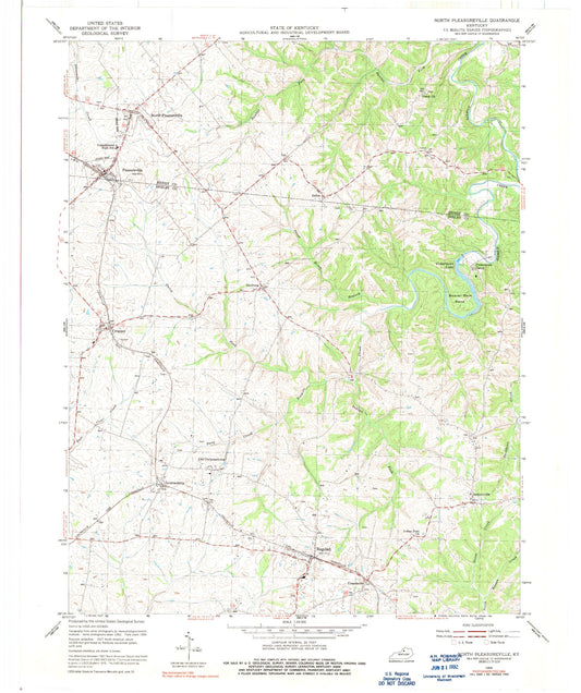 Classic USGS North Pleasureville Kentucky 7.5'x7.5' Topo Map Image