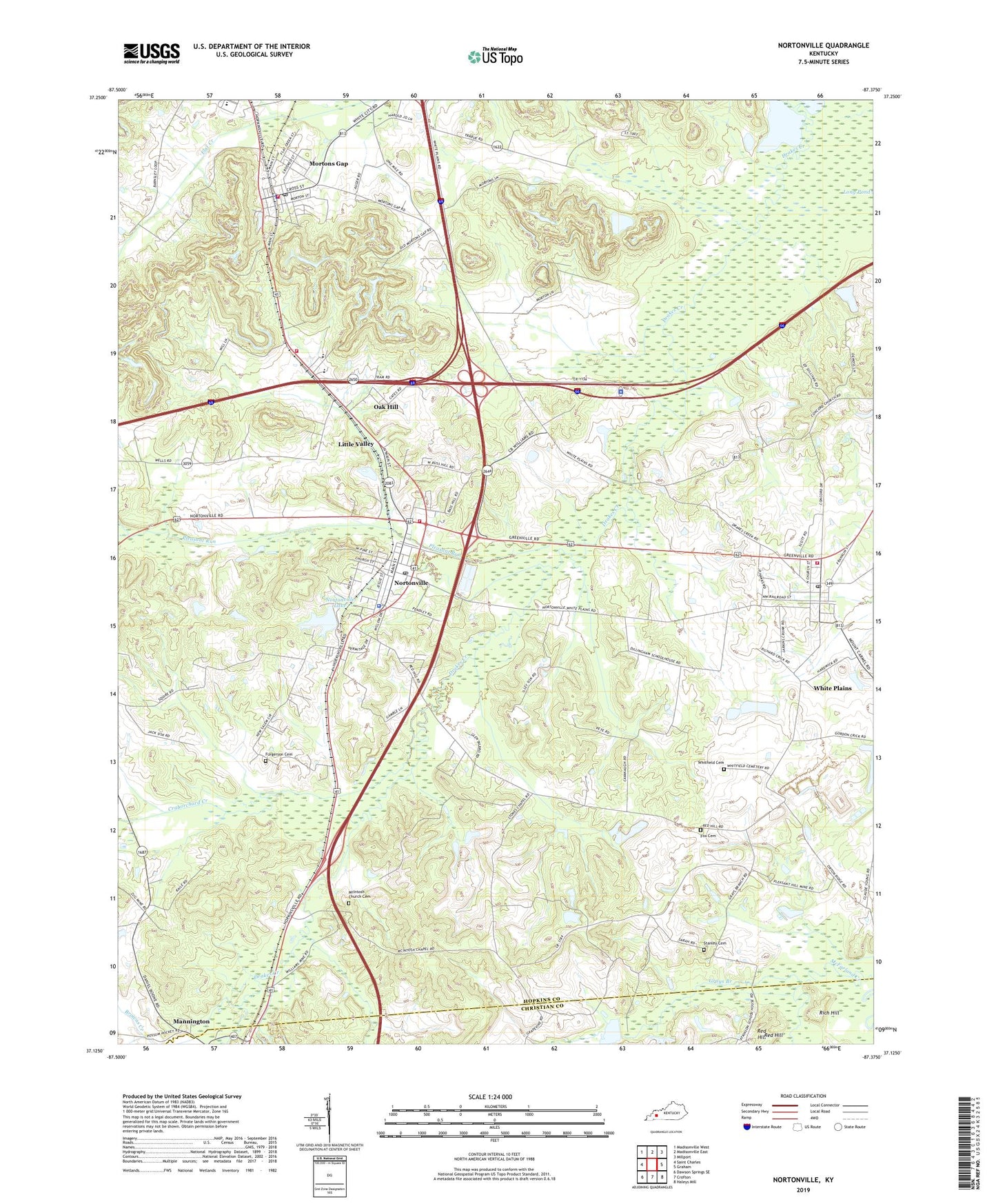 Nortonville Kentucky US Topo Map Image