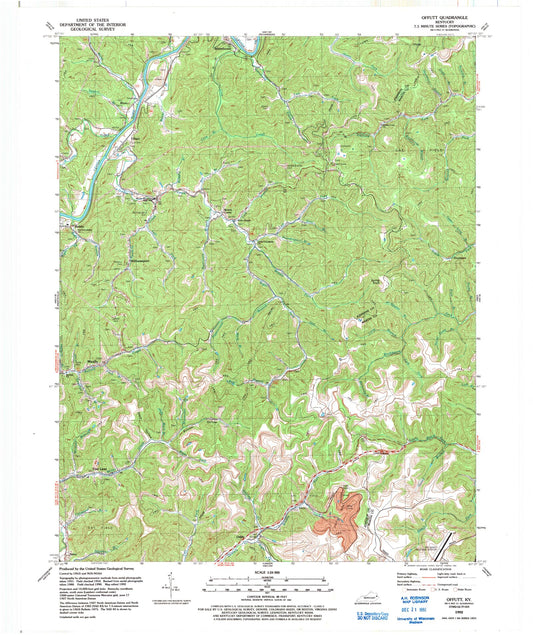 Classic USGS Offutt Kentucky 7.5'x7.5' Topo Map Image