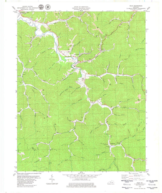 Classic USGS Ogle Kentucky 7.5'x7.5' Topo Map Image