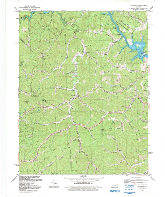 Classic USGS Oil Springs Kentucky 7.5'x7.5' Topo Map Image