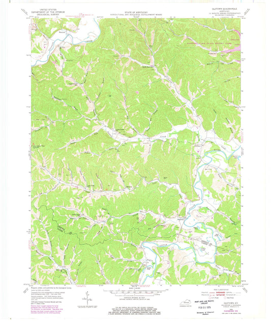 Classic USGS Oldtown Kentucky 7.5'x7.5' Topo Map Image