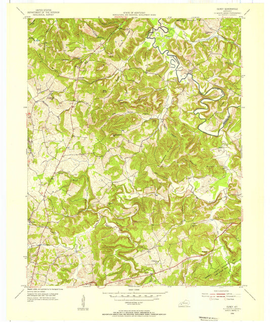 Classic USGS Olney Kentucky 7.5'x7.5' Topo Map Image