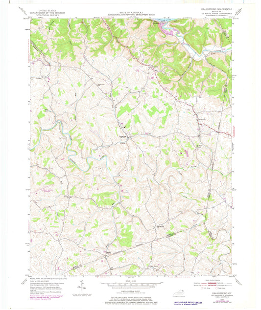 Classic USGS Orangeburg Kentucky 7.5'x7.5' Topo Map Image