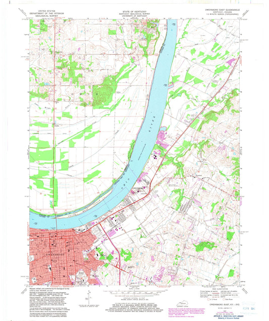 Classic USGS Owensboro East Kentucky 7.5'x7.5' Topo Map Image
