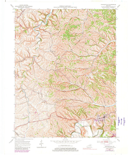 Classic USGS Owingsville Kentucky 7.5'x7.5' Topo Map Image