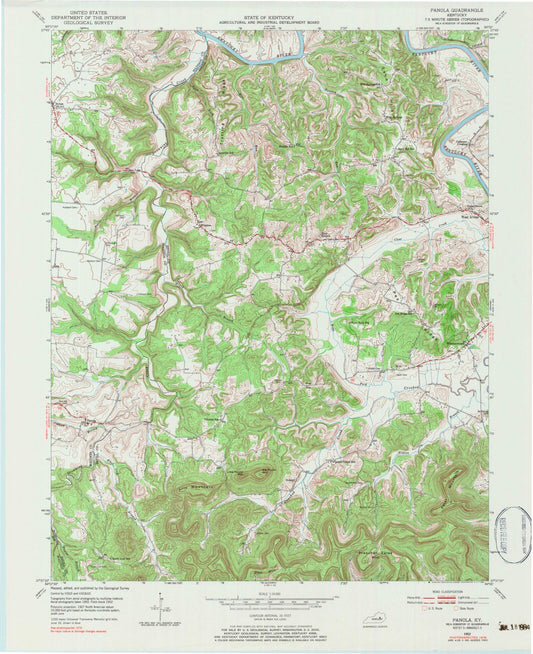 Classic USGS Panola Kentucky 7.5'x7.5' Topo Map Image
