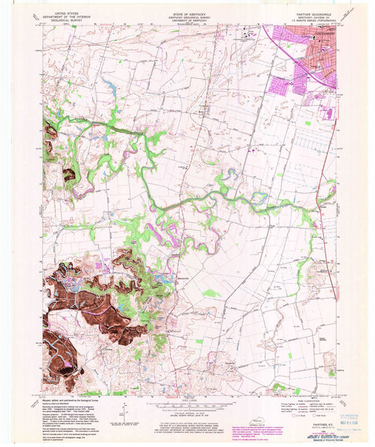 Classic USGS Panther Kentucky 7.5'x7.5' Topo Map Image