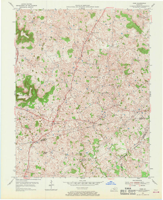 Classic USGS Park Kentucky 7.5'x7.5' Topo Map Image