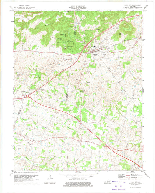 Classic USGS Park City Kentucky 7.5'x7.5' Topo Map Image