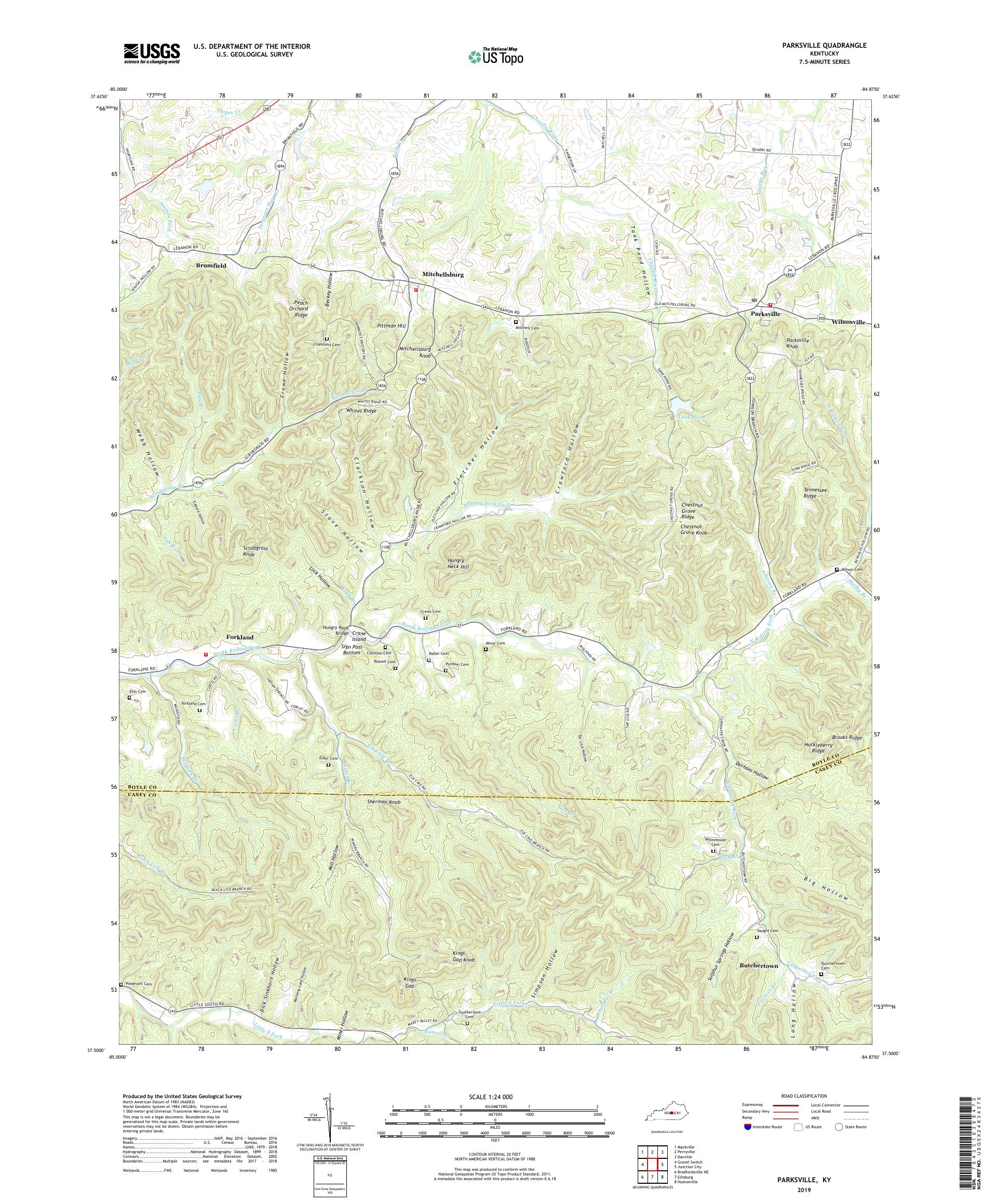 Parksville Kentucky US Topo Map – MyTopo Map Store