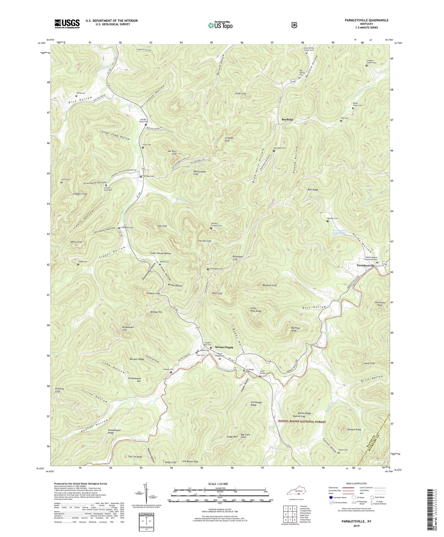 Parmleysville Kentucky US Topo Map Image