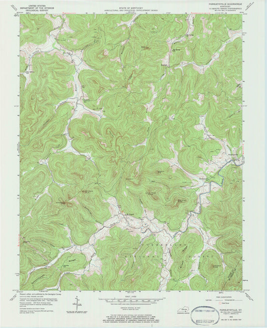 Classic USGS Parmleysville Kentucky 7.5'x7.5' Topo Map Image