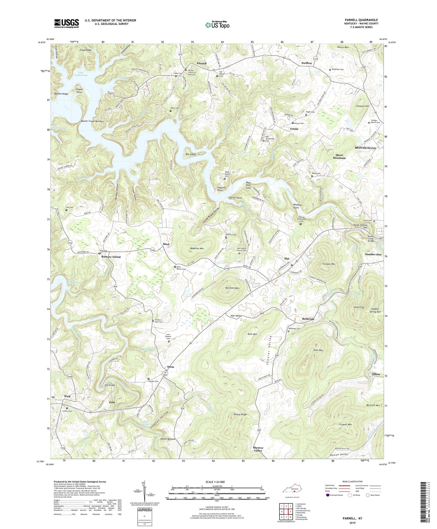 Parnell Kentucky US Topo Map Image