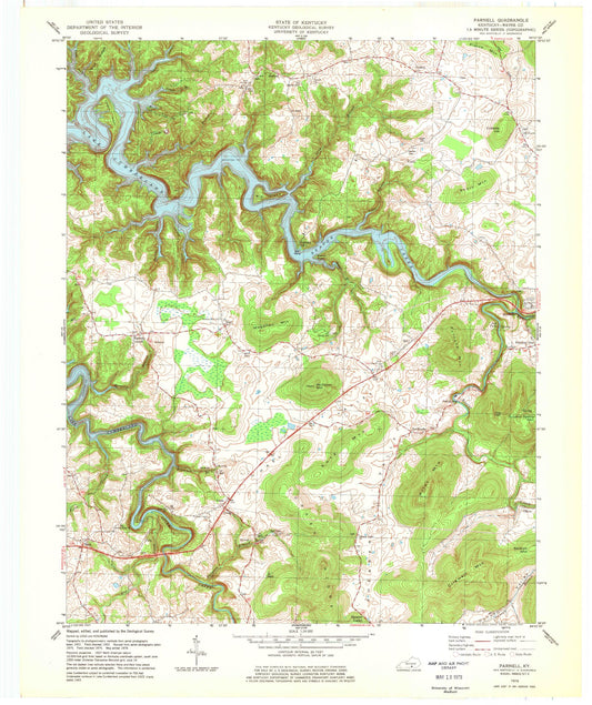 Classic USGS Parnell Kentucky 7.5'x7.5' Topo Map Image