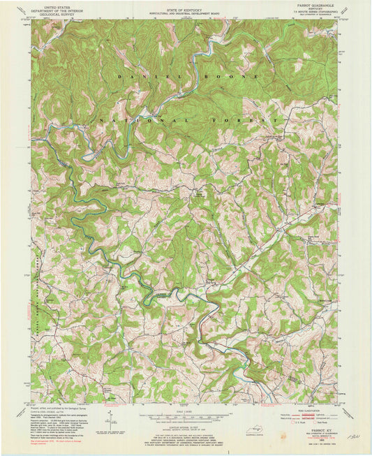 Classic USGS Parrot Kentucky 7.5'x7.5' Topo Map Image