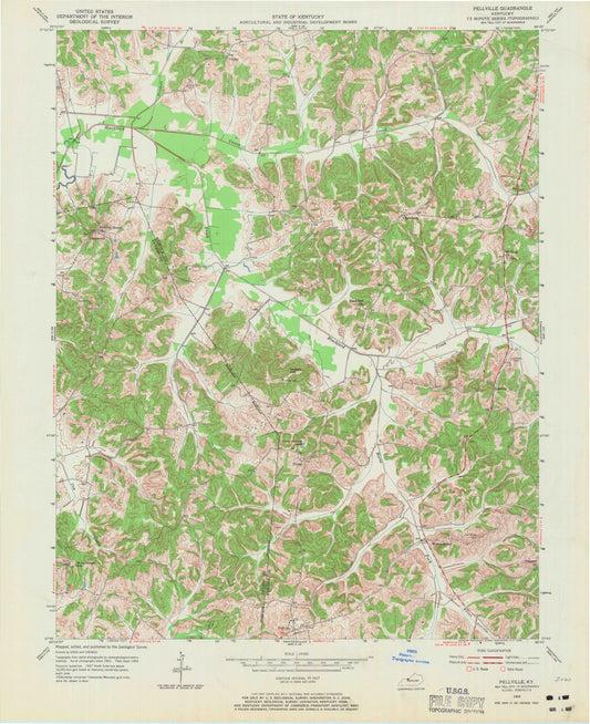 Classic USGS Pellville Kentucky 7.5'x7.5' Topo Map Image