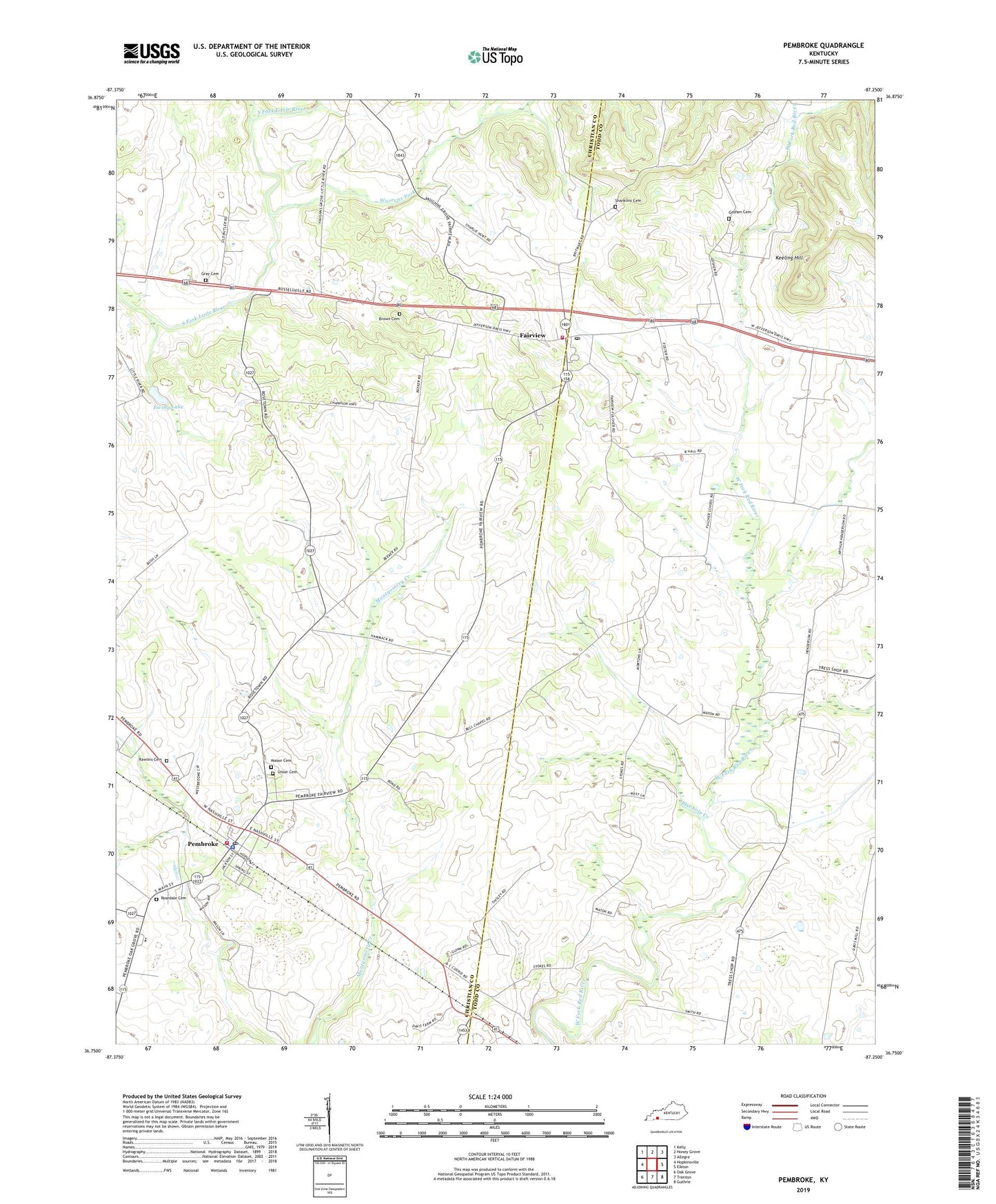 Pembroke Kentucky US Topo Map Image