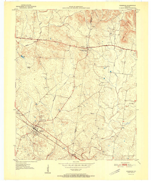 Classic USGS Pembroke Kentucky 7.5'x7.5' Topo Map Image