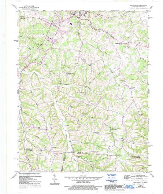 Classic USGS Petroleum Kentucky 7.5'x7.5' Topo Map Image