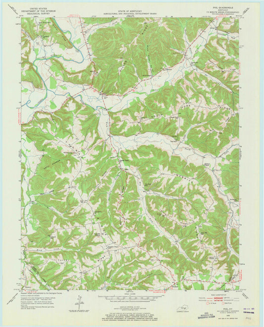 Classic USGS Phil Kentucky 7.5'x7.5' Topo Map Image