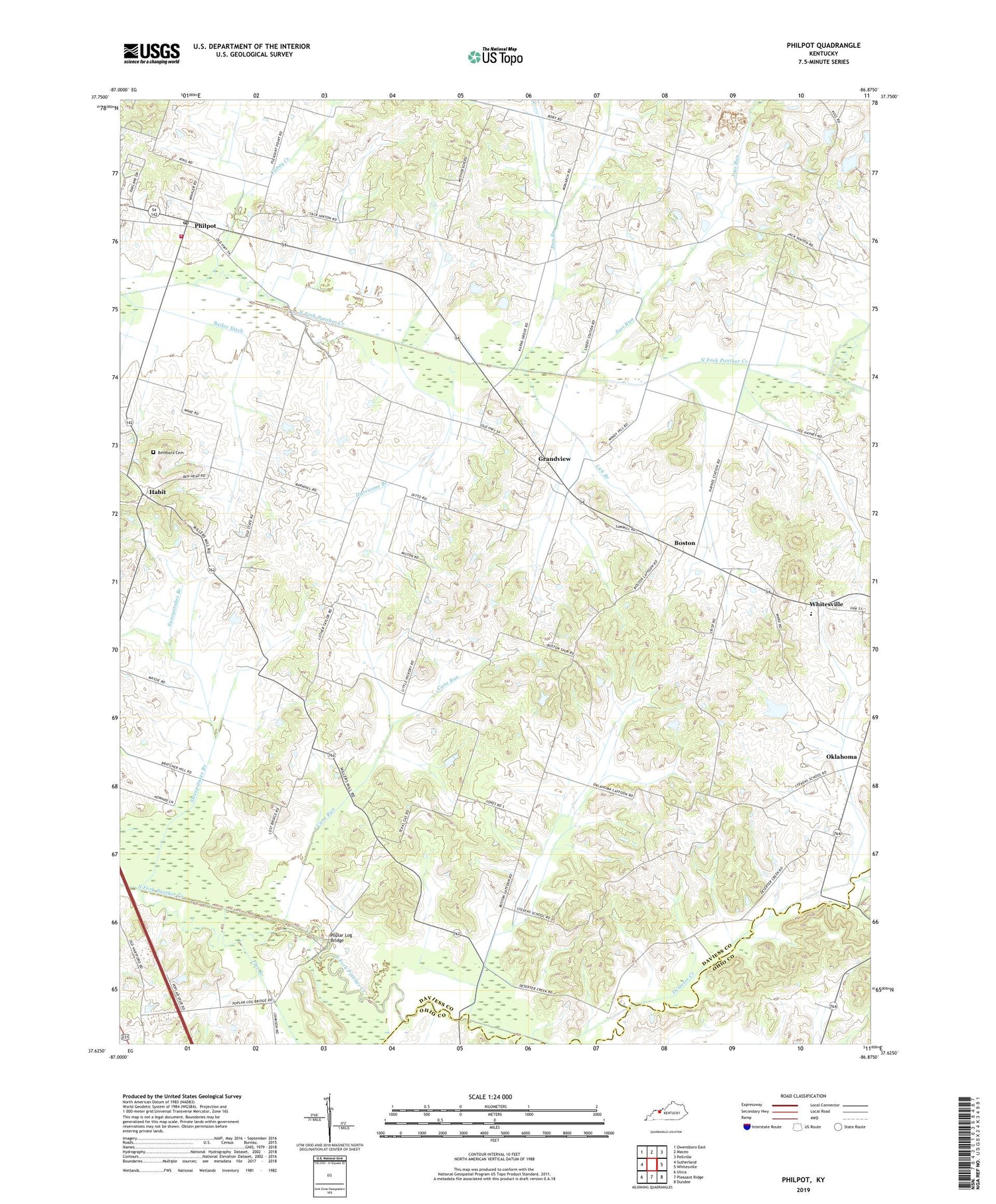 Philpot Kentucky US Topo Map Image