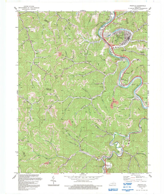 Classic USGS Pikeville Kentucky 7.5'x7.5' Topo Map Image
