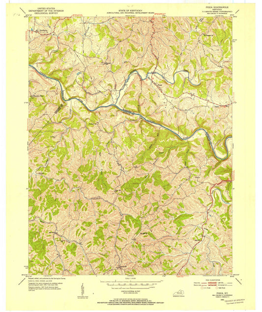 Classic USGS Piqua Kentucky 7.5'x7.5' Topo Map Image