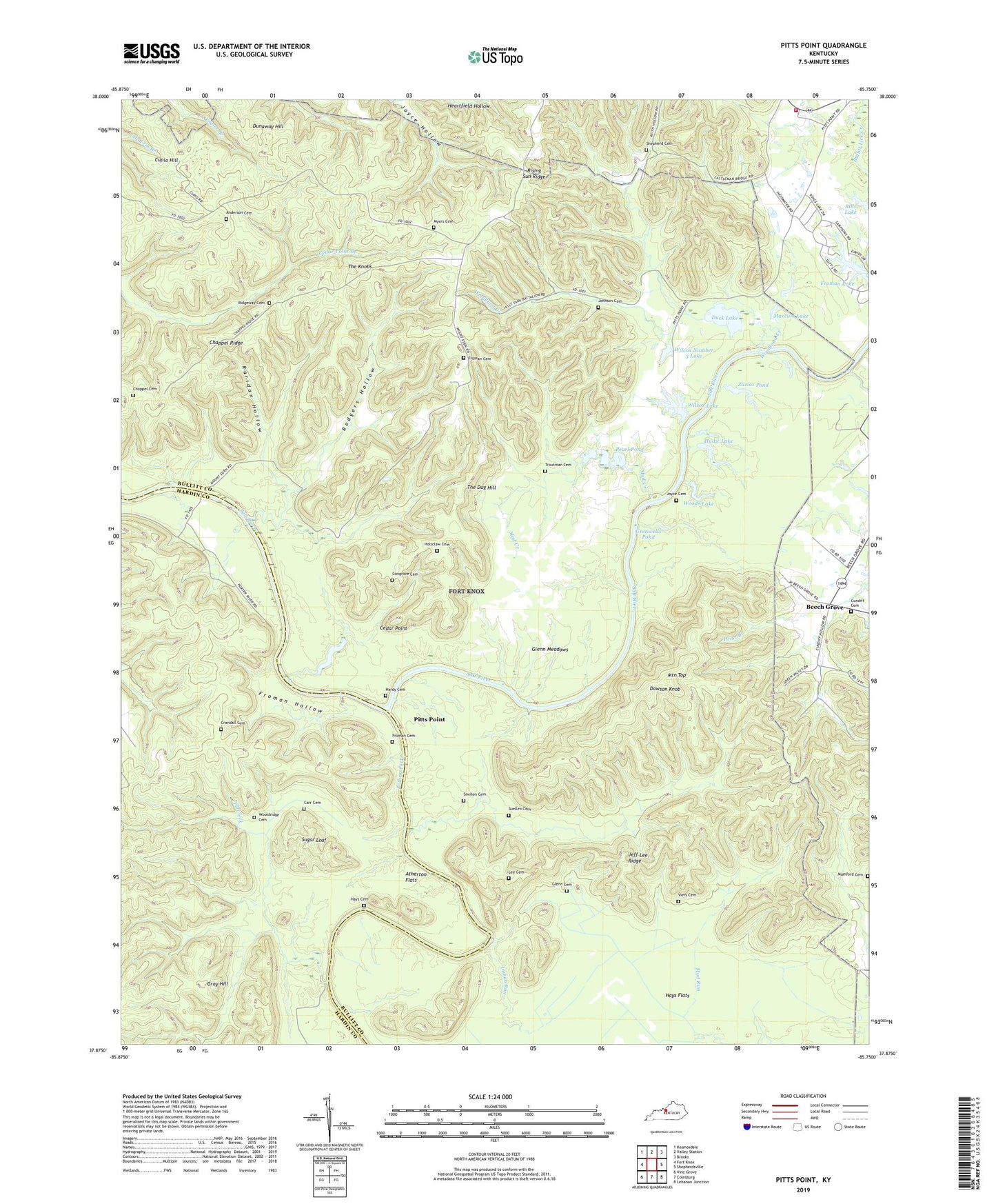 Pitts Point Kentucky US Topo Map Image