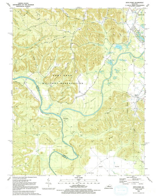 Classic USGS Pitts Point Kentucky 7.5'x7.5' Topo Map Image