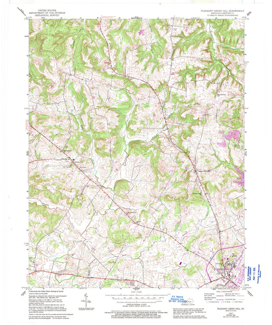 Classic USGS Pleasant Green Hill Kentucky 7.5'x7.5' Topo Map Image
