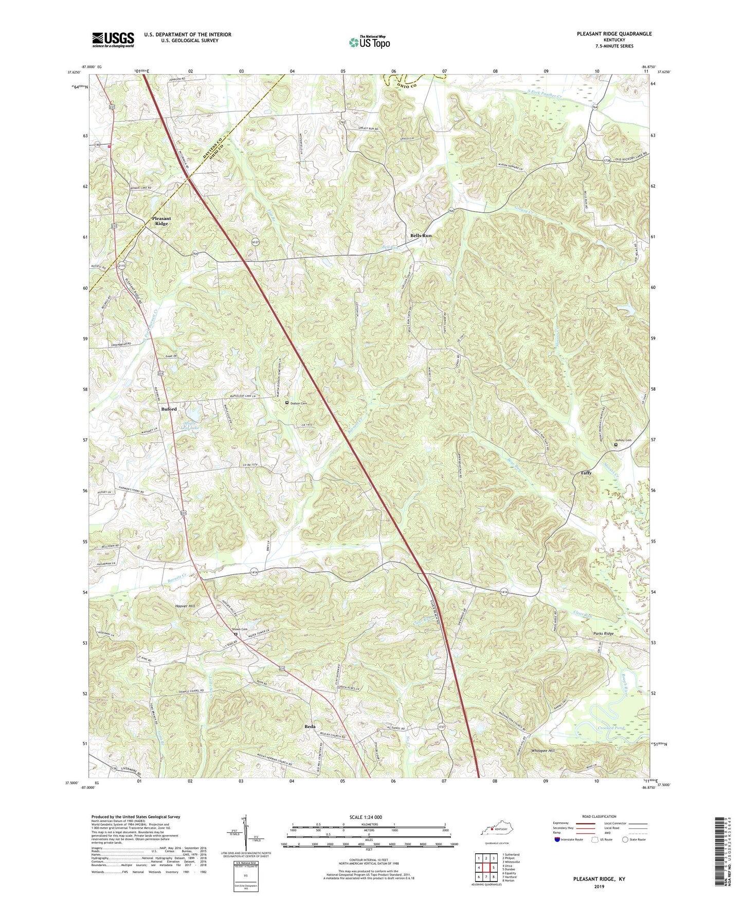 Pleasant Ridge Kentucky US Topo Map Image