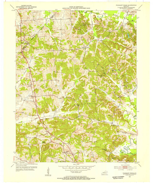 Classic USGS Pleasant Ridge Kentucky 7.5'x7.5' Topo Map Image