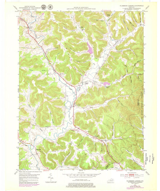Classic USGS Plummers Landing Kentucky 7.5'x7.5' Topo Map Image
