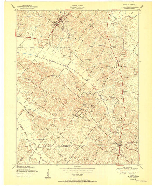 Classic USGS Poole Kentucky 7.5'x7.5' Topo Map Image