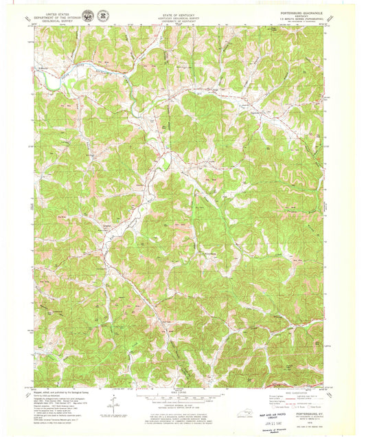 Classic USGS Portersburg Kentucky 7.5'x7.5' Topo Map Image