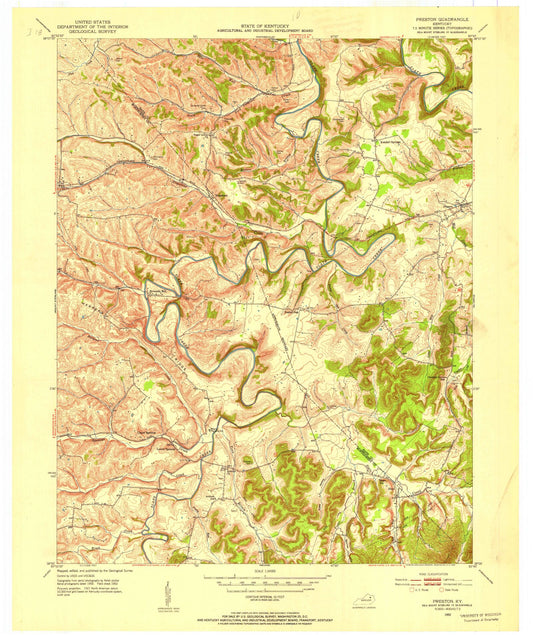 Classic USGS Preston Kentucky 7.5'x7.5' Topo Map Image