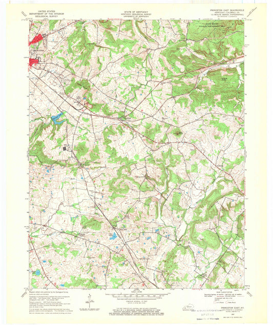 Classic USGS Princeton East Kentucky 7.5'x7.5' Topo Map Image
